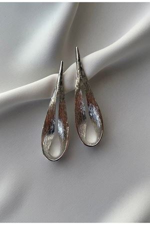 Gümüş Renk Uzun Şık Abiye Günlük Kadın Küpe