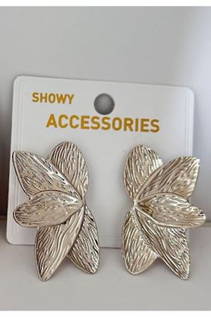 Gümüş Yarım Çiçek Plaka Büyük Kadın Küpe Uzunluk.4cm