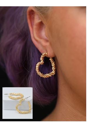 Gold  Kalp Model Şık Halka Küpe