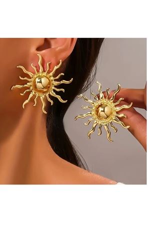 Gümüş Büyük Güneş Kadın Küpe Premium