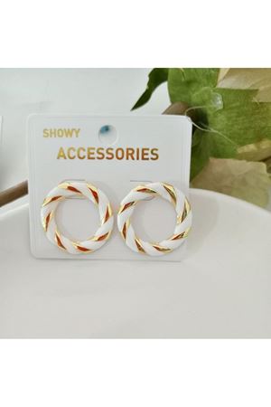 Gold Beyaz Mineli Halka Küpe