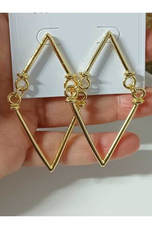 Gold Modern Tasarım Büyük Kadın Küpe