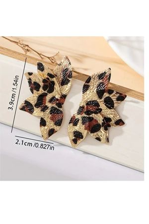 Leopar Yaprak İnce Yapılı Şık Kadın Küpe