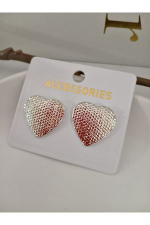 Gold Kalp Model Dokulu Kadın Küpe