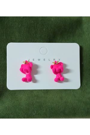 Trend, Pembe Dokulu Eğlenceli Kral Ayıcık Günlük Küpe
