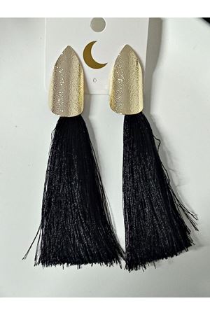 Gold  Tasarım Uzun Şık Marka Püskül Kadın Küpe