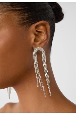 Kristal Taşlı Sallantılı Uzun Kadın Abiye Küpe