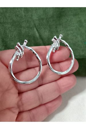 Gümüş Halka  Tasarım Kadın Küpe