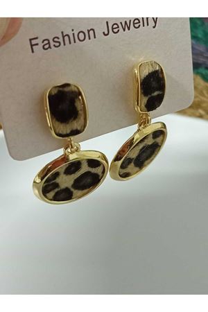 Leopar Dokulu Şık Abiye Günlük Kadın Küpe