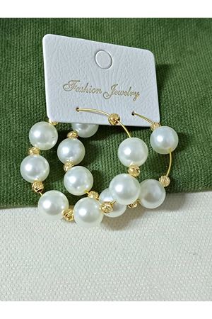 Gold  İncili Şık  Hafif Halka Kadın Küpe