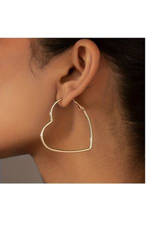 Gold Küpe Ince Halka Büyük Kalp Küpe