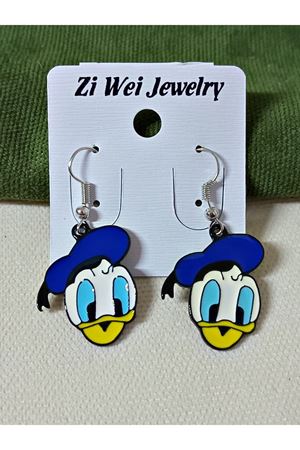 Donald Çizgi Karakter 1 Çift Eğlenceli  Çocuk Küpesi