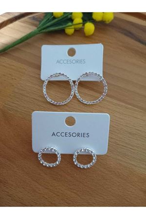 Kristal Taşlı Halka Kadın Abiye Küpe Çap.2,5cm