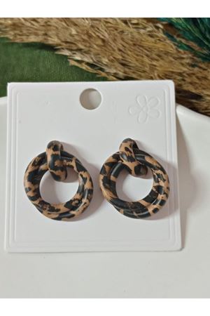 Leopar İkili Halka  Kadın Küpe