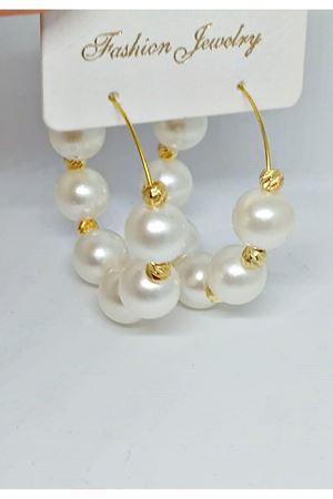 Gold  İncili Şık  Hafif Halka Kadın Küpe