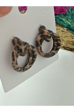 Leopar İkili Halka  Kadın Küpe