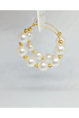 Gold  İncili Şık  Hafif Halka Kadın Küpe