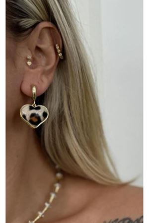 Leopar Tasarım Kalp Kadın Küpe