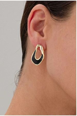 Siyah Mineli Altın Renk Kadın Küpe