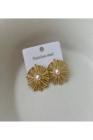 Gold İncili Tasarım Kadın Küpe