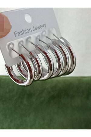 3 Boy Gümüş Boru Halka Kadın Küpe, 1cm-2cm-3cm
