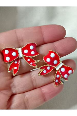 Kırmızı Mineli Fiyonk Puantiye Küpe