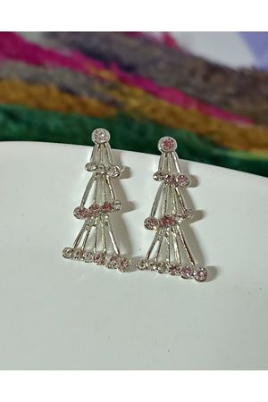 Gümüş Taşlı Tasarım Küçük Kadın Küpe