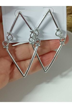 Gümüş Modern Tasarım Büyük Kadın Küpe