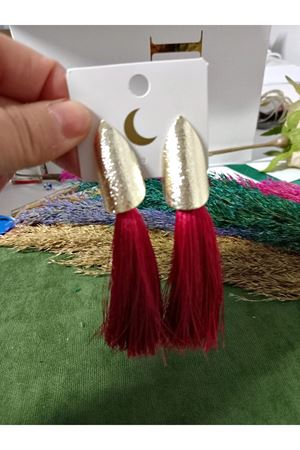 Gold  Tasarım Uzun Şık Marka Püskül Kadın Küpe