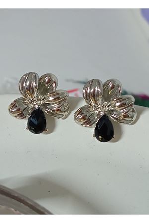 Gümüş Siyah Damla Tasarım Kadın Küpe