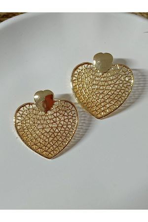 Gold Büyük Kalp Şık Kadın Küpe