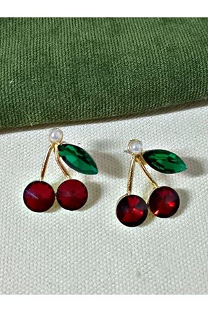 Gold Kirazlı Tasarım Şık Kadın Küpe