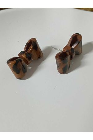 Leopar Tasarım Kurdele Fiyonk Kadın Küpe