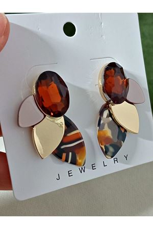 Gold Kahve Şık Kadın Küpe