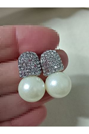 Gümüş Taşlı Mineli İnci Şık Kadın Küpe