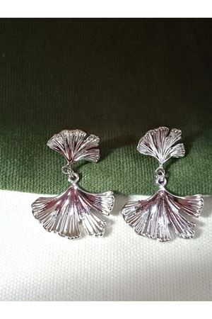 Gümüş Gingko Yaprak Sallantılı Kadın Küpe Vintage Küçük