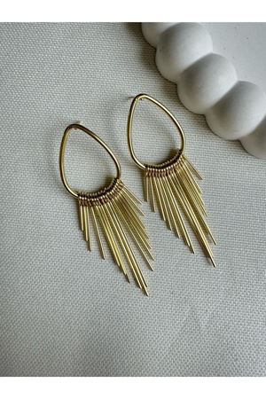 Gold Çubuklu Havalı Sallantılı Küpe