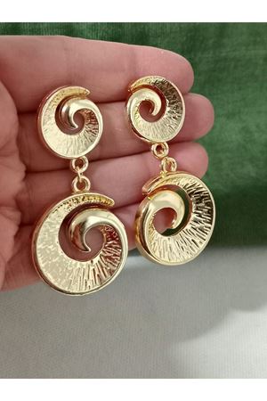 Gold Sallantılı Trend Şık  Kadın Küpe