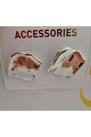 Gümüş Kare Tasarım Plaka Kadın Küpe (2CM)