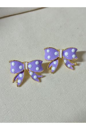 Lila Mineli Fiyonk Puantiye Küpe