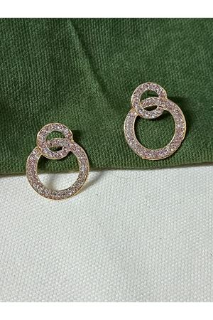 Gold Beyaz Kristal Taşlı Halka Kadın Abiye Küpe