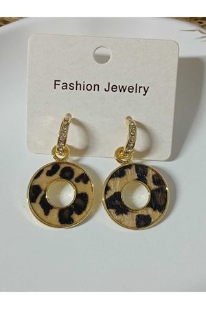 Leopar Dokulu Şık Abiye Günlük Kadın Küpe