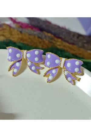 Lila Mineli Fiyonk Puantiye Küpe