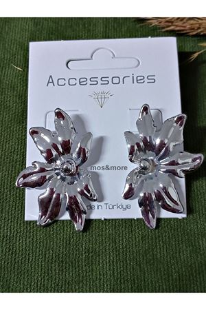 Gümüş Yarım Çiçek Flower Kadın Küpe