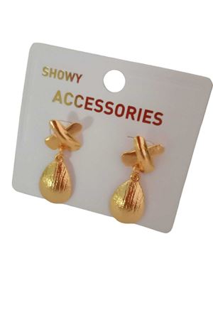 Gold Çarpı Motifli Tasarım Sallantılı Kadın Küpe