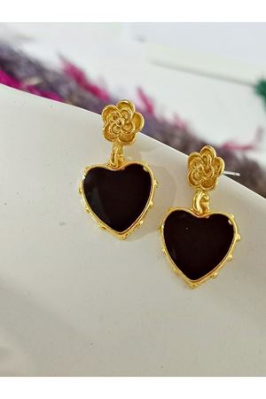 Gold Mineli Kalp Sallantılı Şık Kadın Küpe