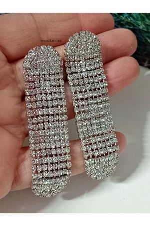 Kristal Taşlı Suyolu Sallantılı Uzun Kadın Abiye Küpe