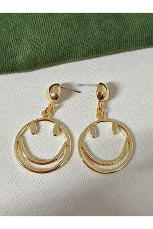 Gold Gülen Yüz Tasarım Kadın Küpe