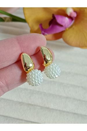 İncili  Gold Şık Küçük Hafif Kadın Küpe