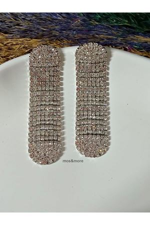 Kristal Taşlı Suyolu Sallantılı Uzun Kadın Abiye Küpe